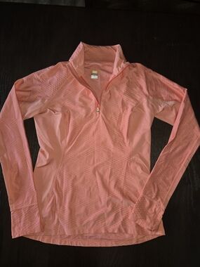 Lucy Coral Pink Long-Sleeve Half-Zip Pullover